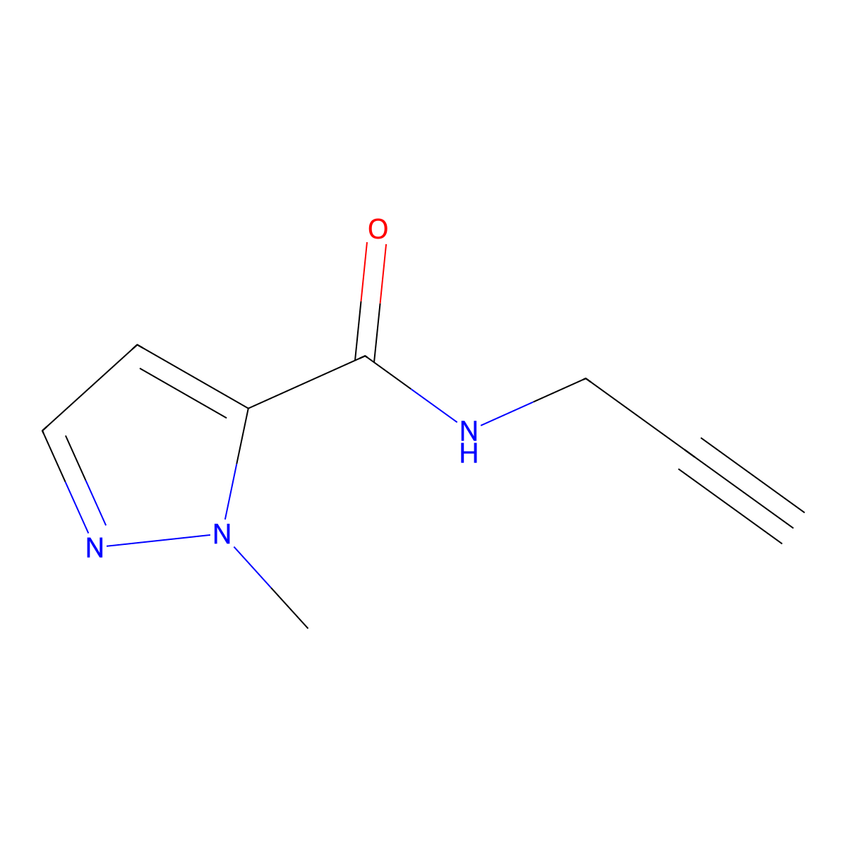 1-methyl-N-(prop-2-yn-1-yl)-1H-pyrazole-5-carboxamide molecular structure, CAS 1248172-02-2