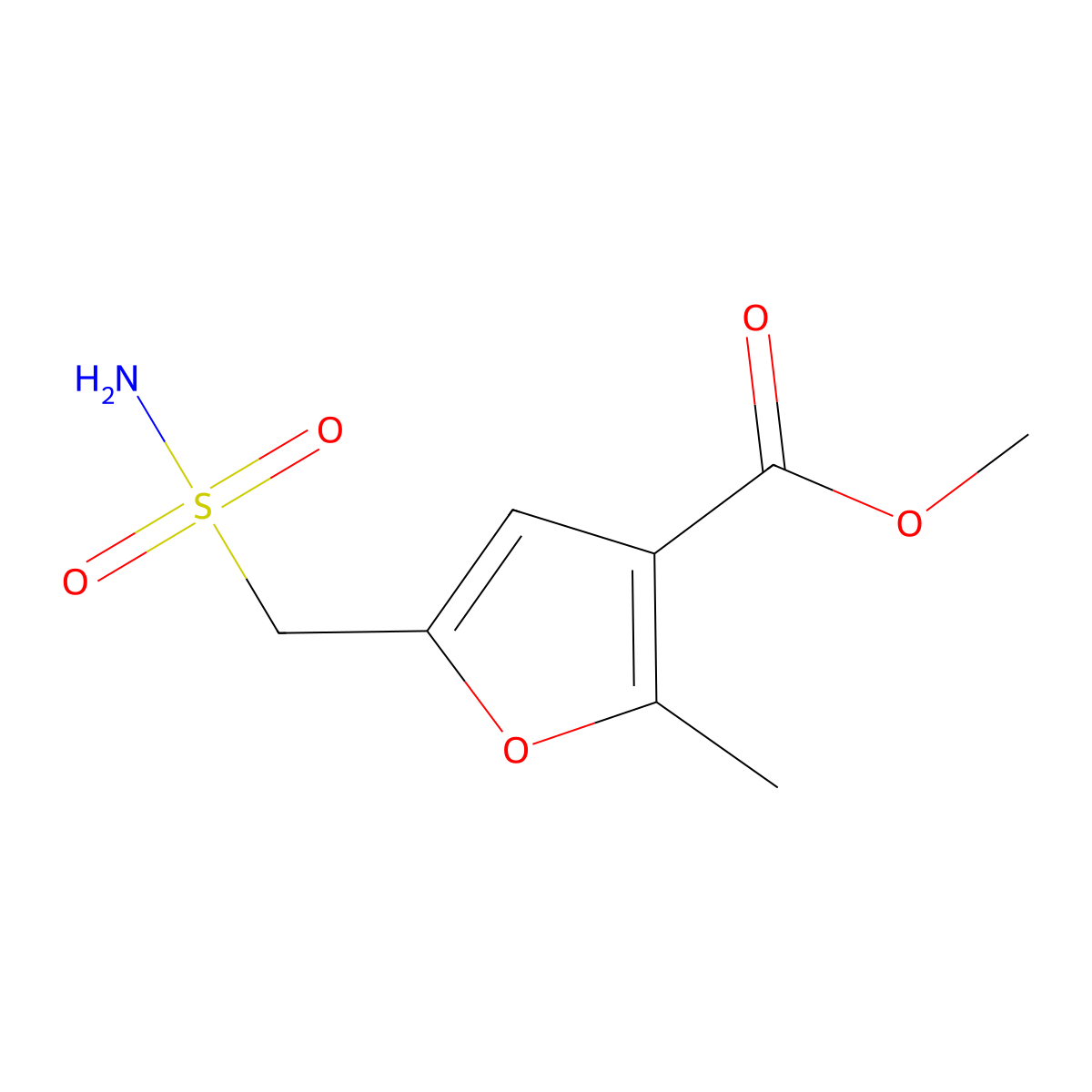 Methyl 2-methyl-5-(sulfamoylmethyl)furan-3-carboxylate molecular structure, CAS 1248172-71-5