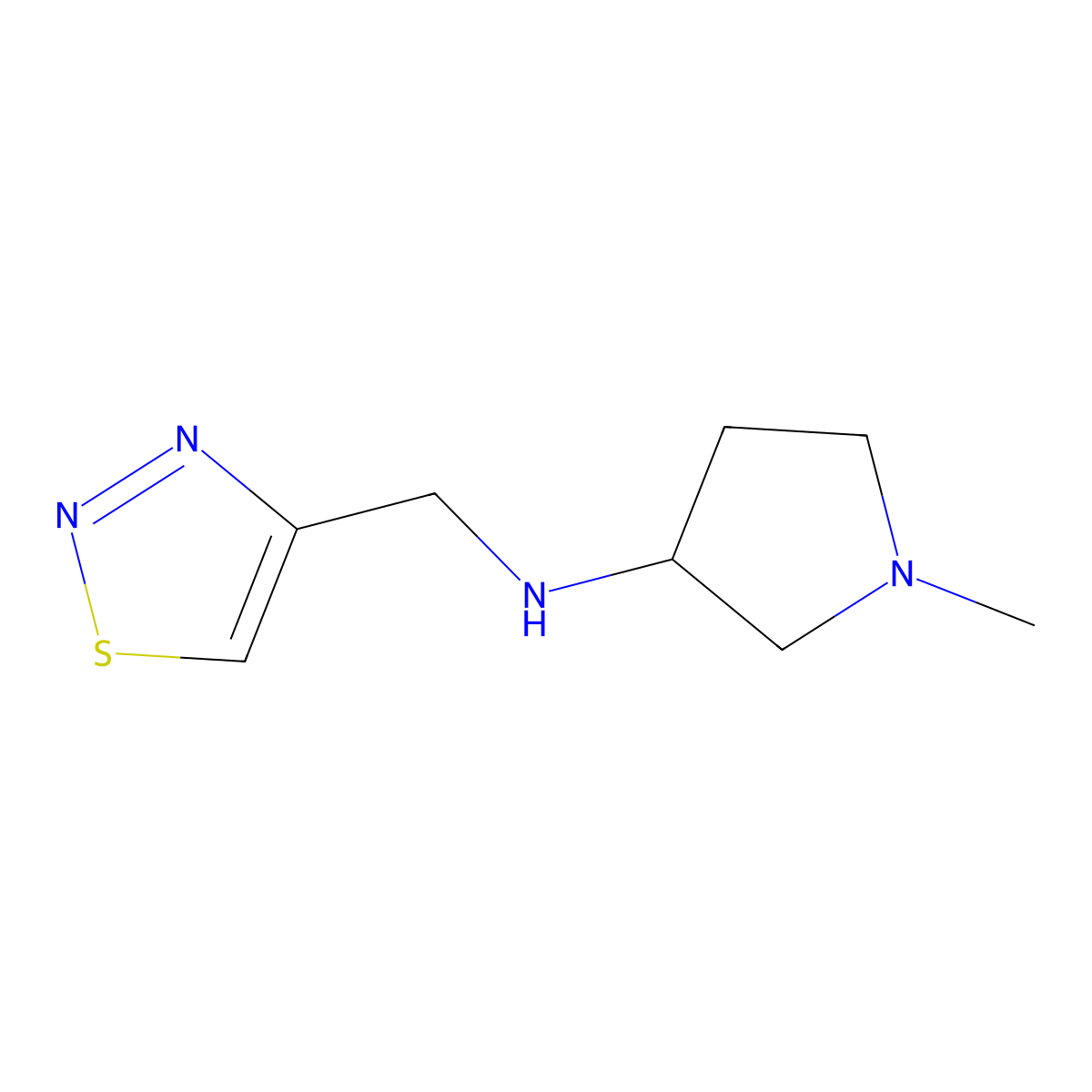 1-methyl-N-[(1,2,3-thiadiazol-4-yl)methyl]pyrrolidin-3-amine molecular structure, CAS 1248175-01-0