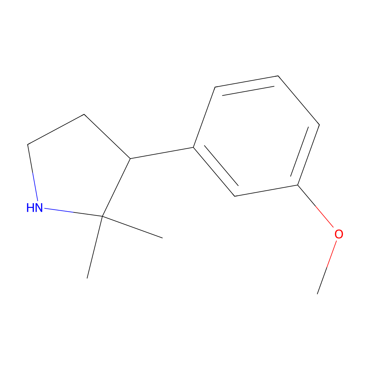 3-(3-Methoxyphenyl)-2,2-dimethylpyrrolidine molecular structure, CAS 1248175-02-1