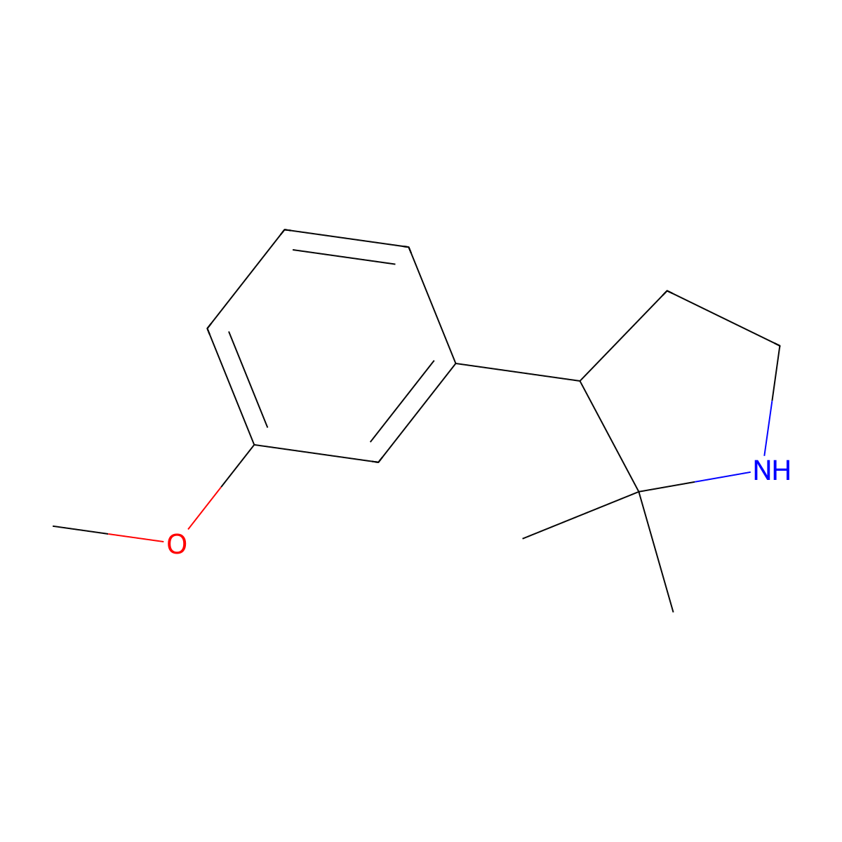 3-(3-Methoxyphenyl)-2,2-dimethylpyrrolidine molecular structure, CAS 1248175-02-1