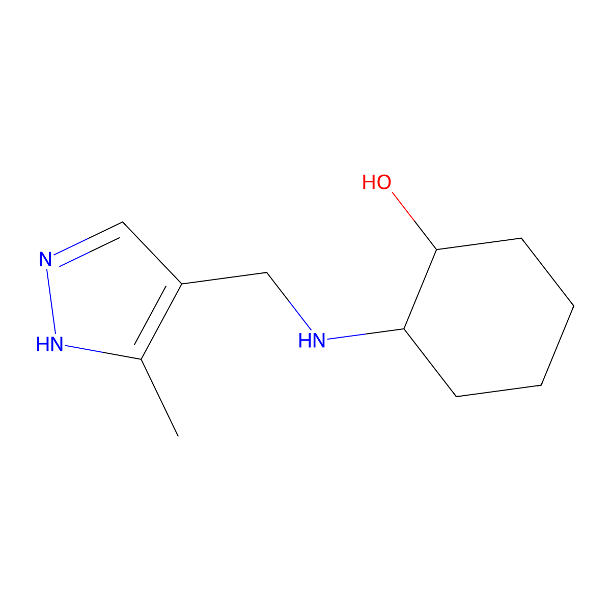 2-{[(3-methyl-1H-pyrazol-4-yl)methyl]amino}cyclohexan-1-ol molecular structure, CAS 1248179-68-1