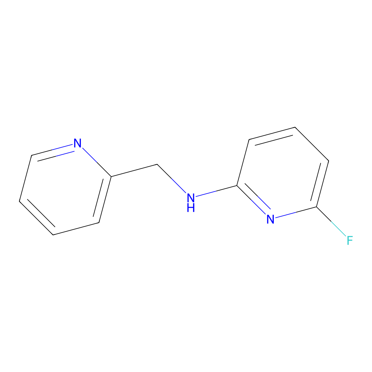 6-fluoro-N-(pyridin-2-ylmethyl)pyridin-2-amine molecular structure, CAS 1248180-88-2