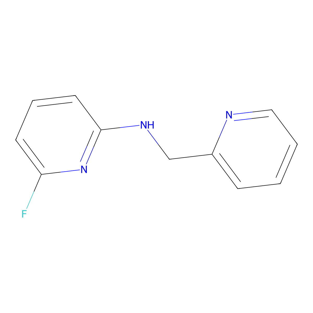 6-fluoro-N-(pyridin-2-ylmethyl)pyridin-2-amine molecular structure, CAS 1248180-88-2
