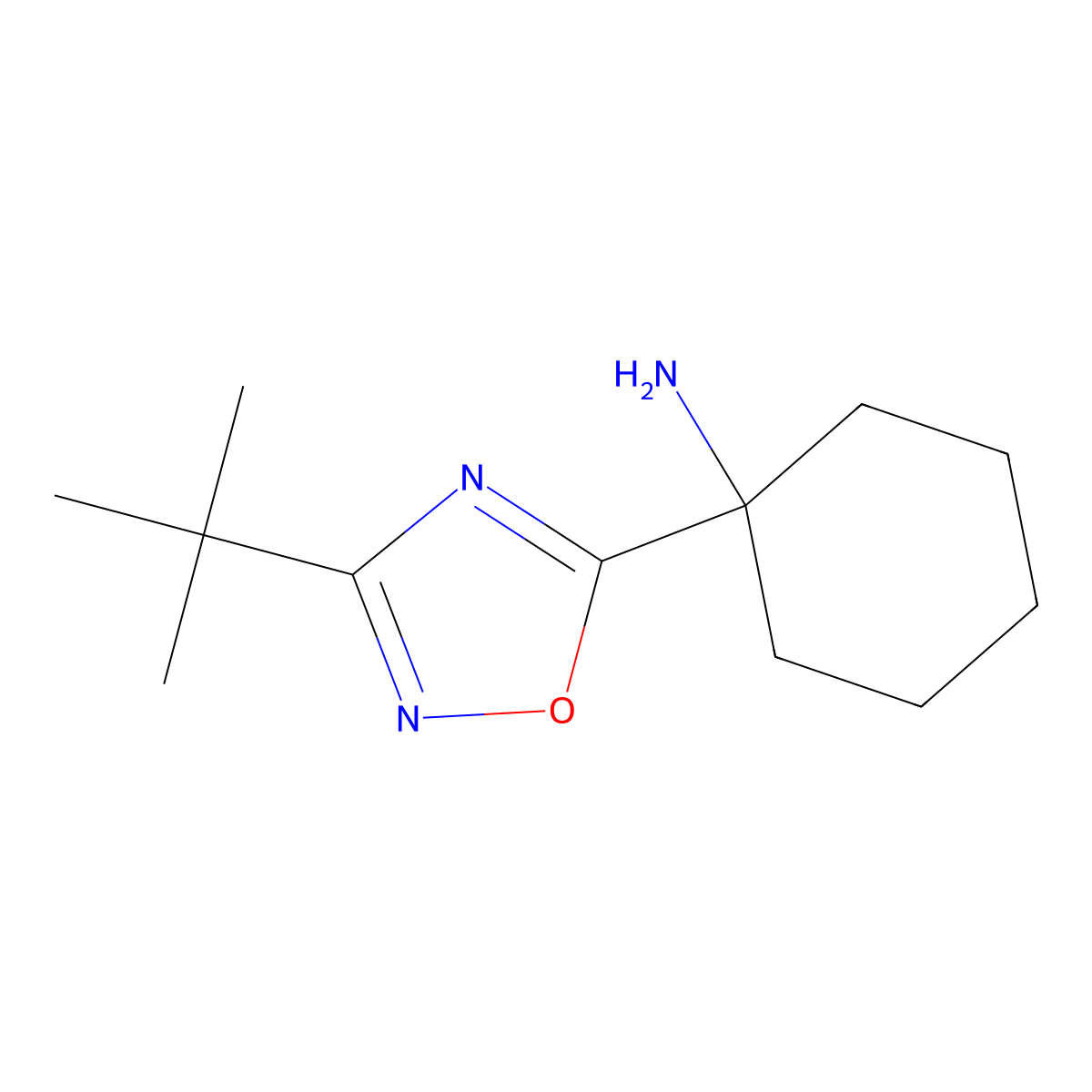 1-(3-Tert-butyl-1,2,4-oxadiazol-5-yl)cyclohexan-1-amine molecular structure, CAS 1248184-63-5