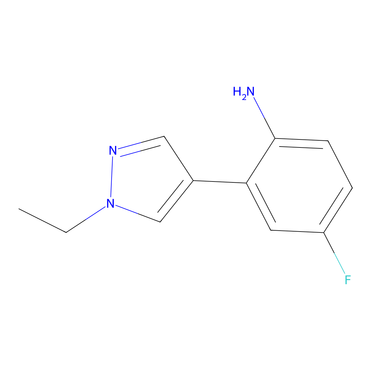 2-(1-Ethyl-1H-pyrazol-4-yl)-4-fluoroaniline molecular structure, CAS 1248190-52-4