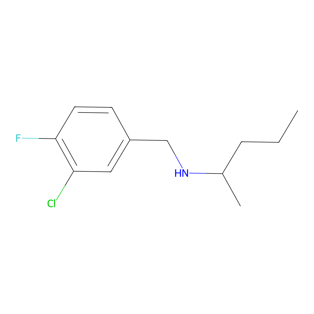 [(3-Chloro-4-fluorophenyl)methyl](pentan-2-yl)amine molecular structure, CAS 1248193-39-6