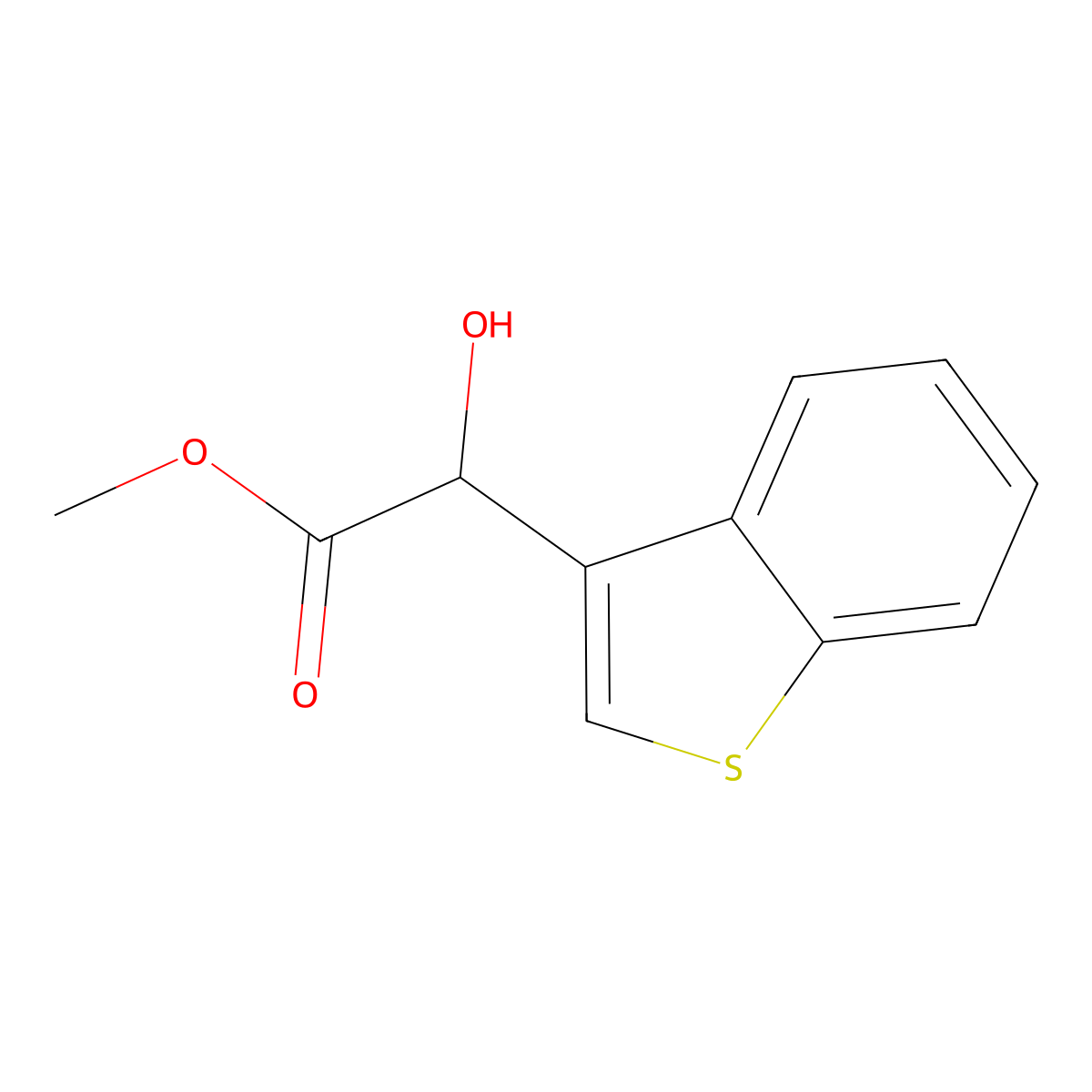 Methyl 2-(1-benzothiophen-3-yl)-2-hydroxyacetate molecular structure, CAS 1248193-68-1