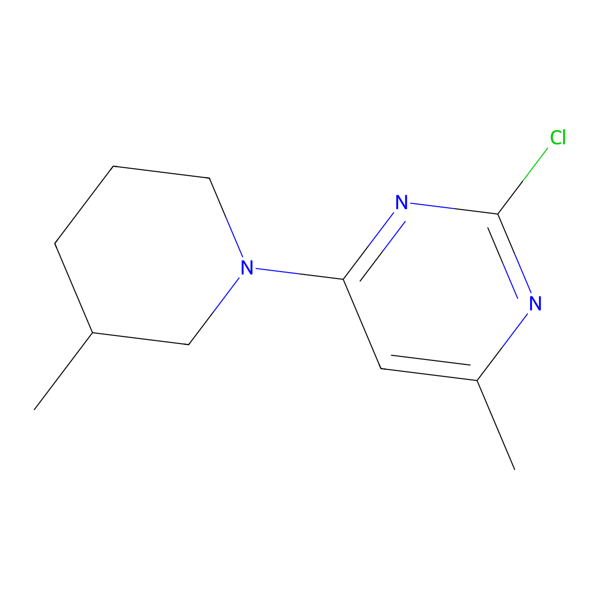 2-Chloro-4-(3-methylpiperidin-1-yl)-6-methylpyrimidine molecular structure, CAS 1248198-48-2