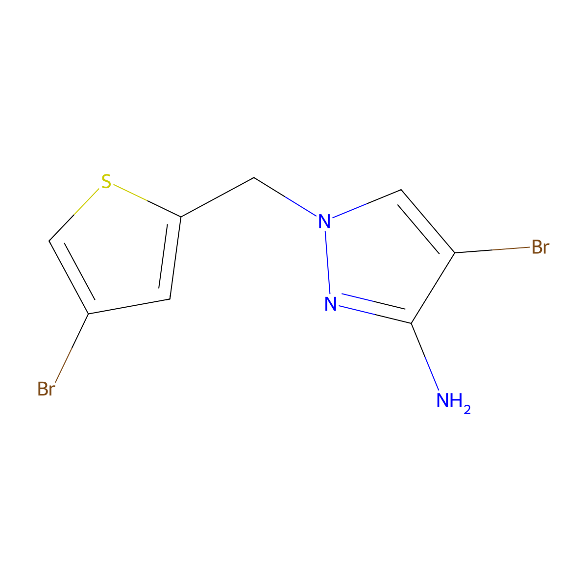 4-Bromo-1-((4-bromothiophen-2-yl)methyl)-1h-pyrazol-3-amine molecular structure, CAS 1248200-20-5