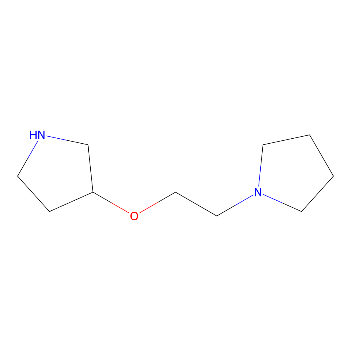 1-[2-(Pyrrolidin-3-yloxy)ethyl]pyrrolidine molecular structure, CAS 1248205-62-0