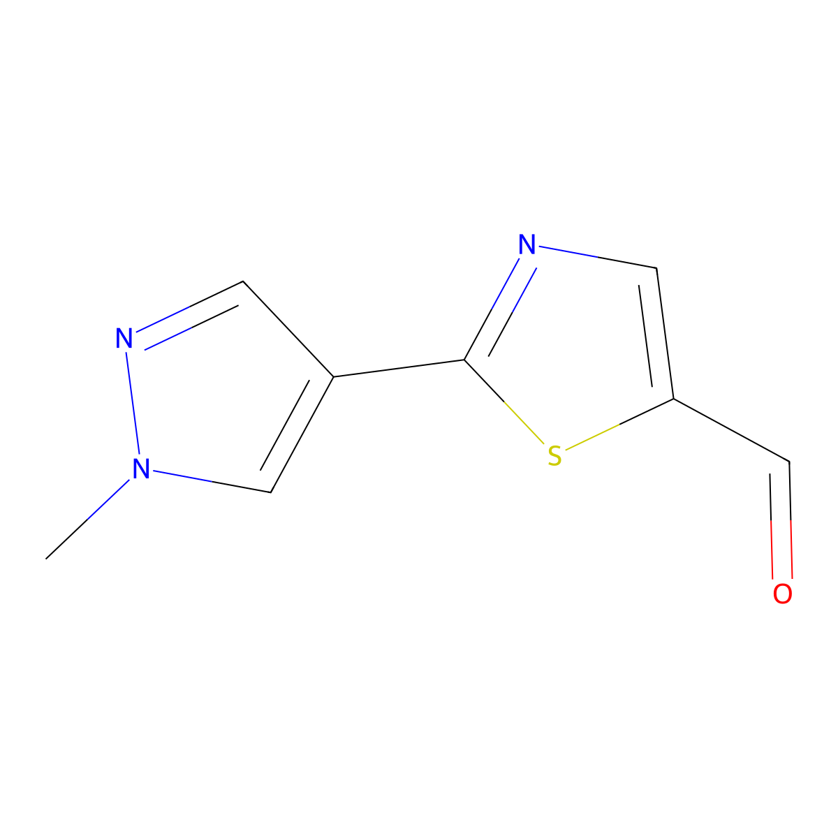 2-(1-methyl-1H-pyrazol-4-yl)-1,3-thiazole-5-carbaldehyde molecular structure, CAS 1248209-05-3