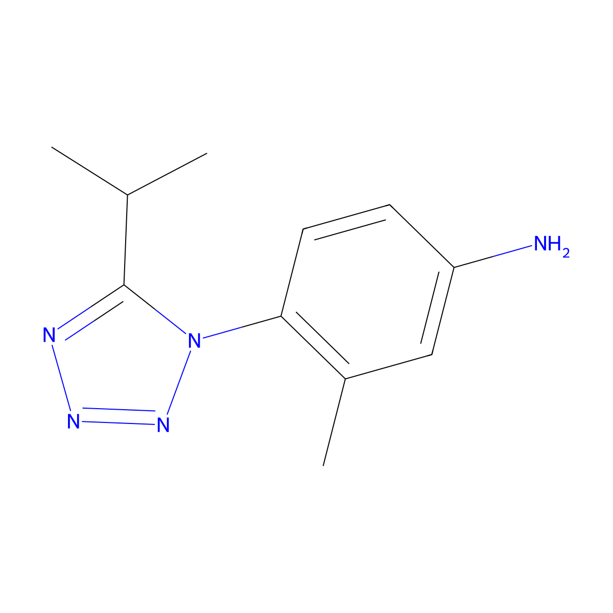 3-methyl-4-[5-(propan-2-yl)-1H-1,2,3,4-tetrazol-1-yl]aniline molecular structure, CAS 1248209-70-2