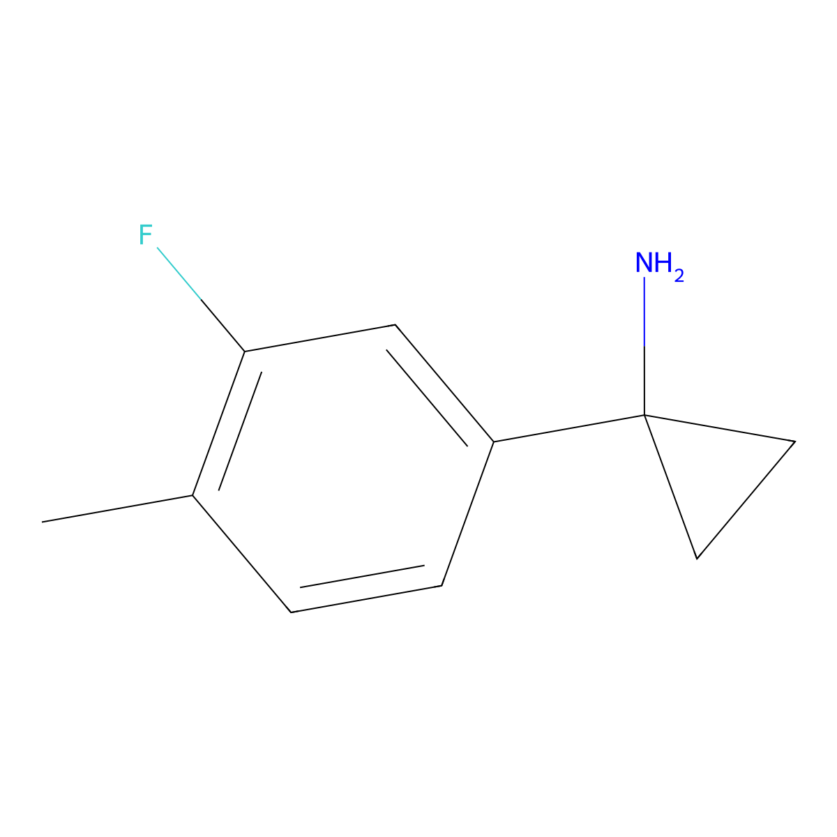 1-(3-Fluoro-4-methylphenyl)cyclopropan-1-amine molecular structure, CAS 1248210-12-9