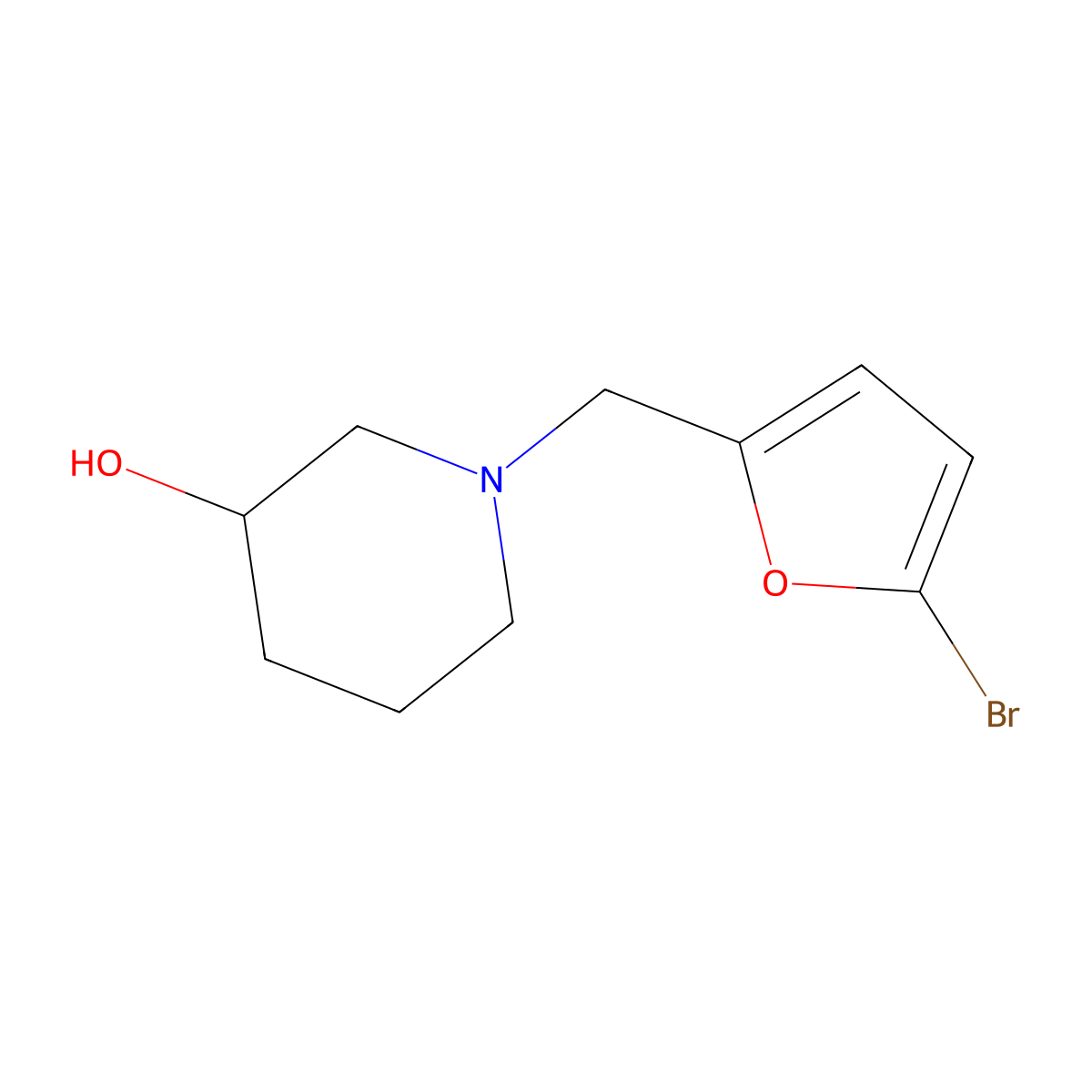 1-[(5-Bromofuran-2-yl)methyl]piperidin-3-ol molecular structure, CAS 1248211-47-3