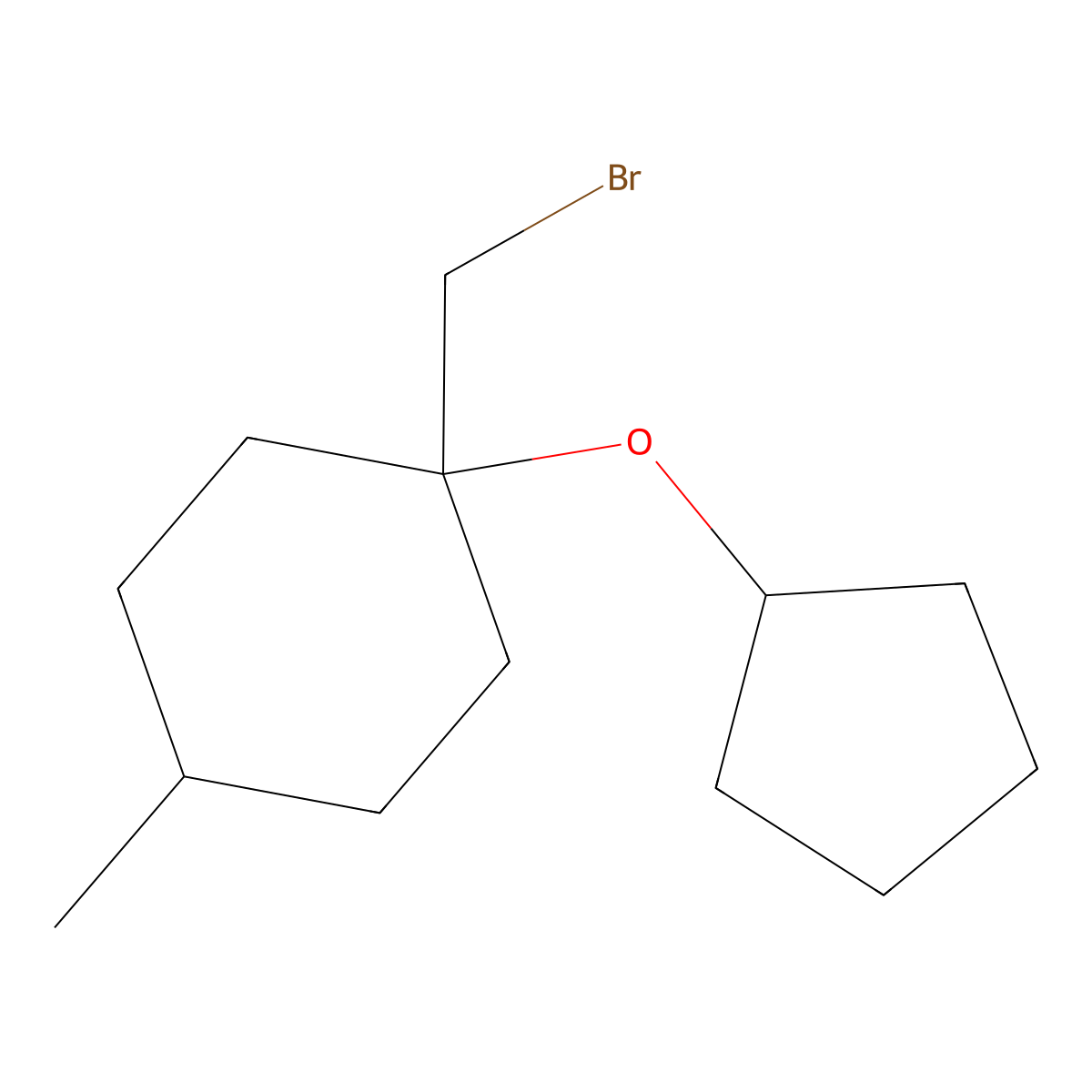 1-(Bromomethyl)-1-(cyclopentyloxy)-4-methylcyclohexane molecular structure, CAS 1248213-10-6