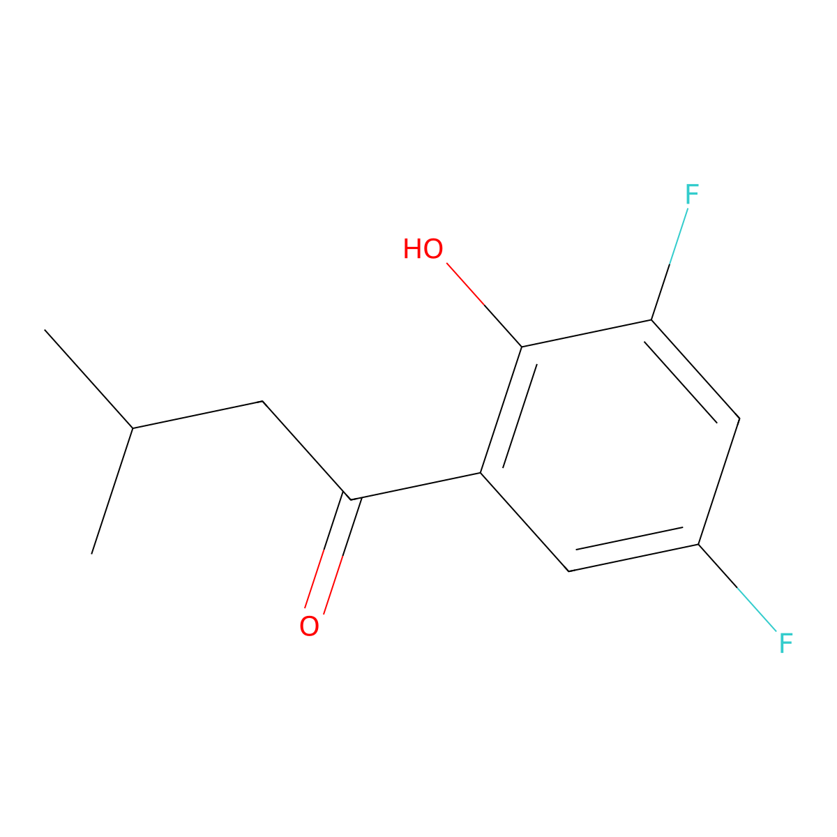 1-(3,5-Difluoro-2-hydroxyphenyl)-3-methylbutan-1-one molecular structure, CAS 1248213-68-4
