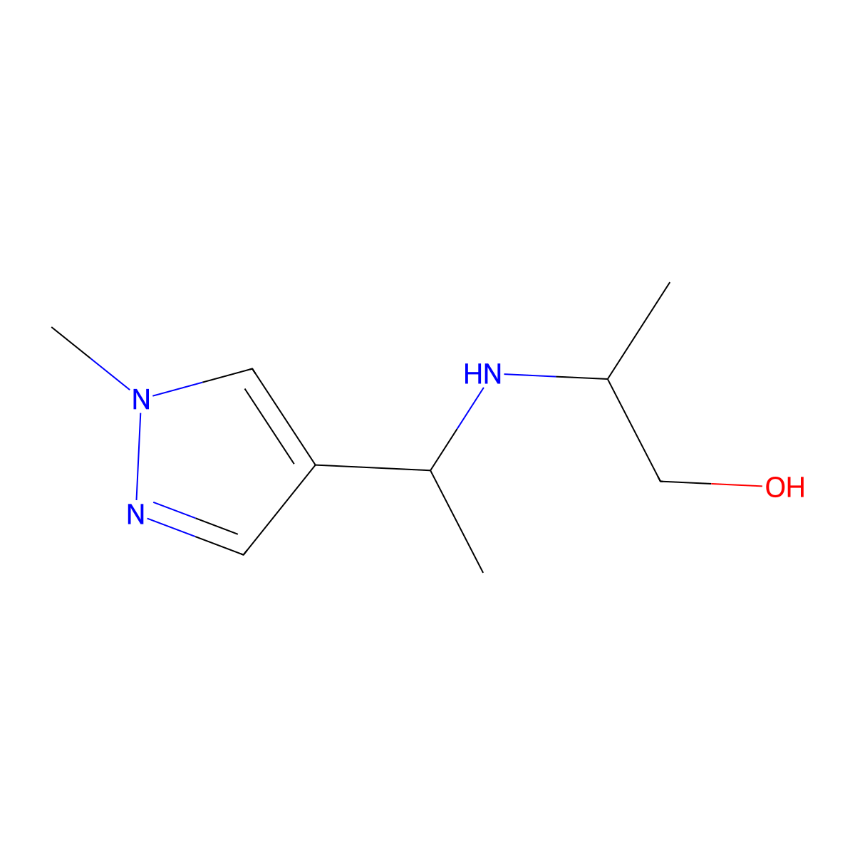 2-{[1-(1-methyl-1H-pyrazol-4-yl)ethyl]amino}propan-1-ol molecular structure, CAS 1248213-73-1