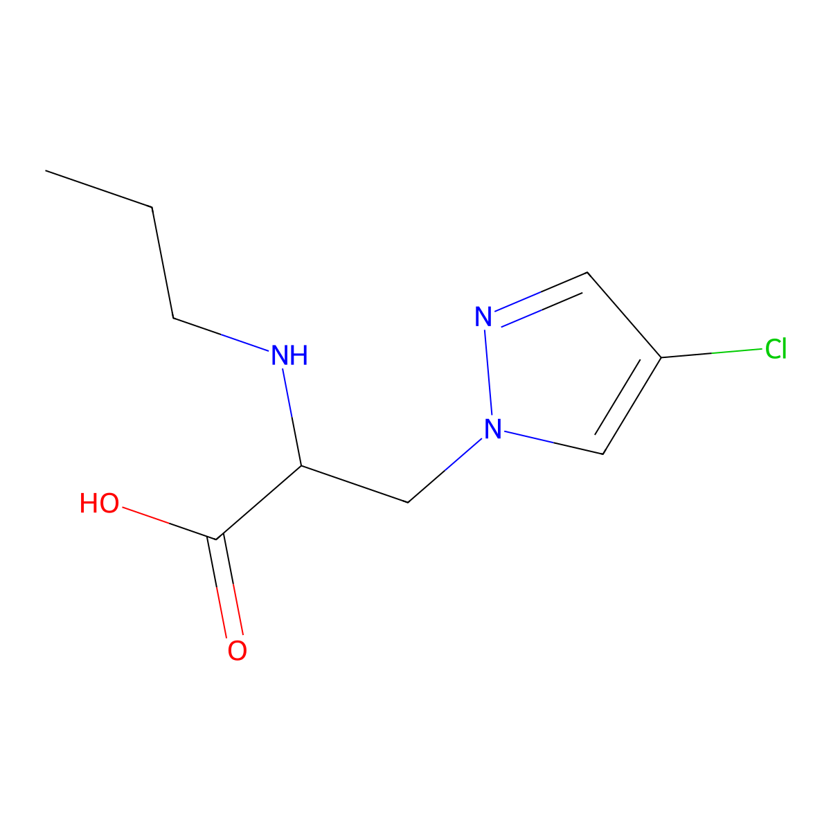 3-(4-Chloro-1h-pyrazol-1-yl)-2-(propylamino)propanoic acid molecular structure, CAS 1248217-77-7