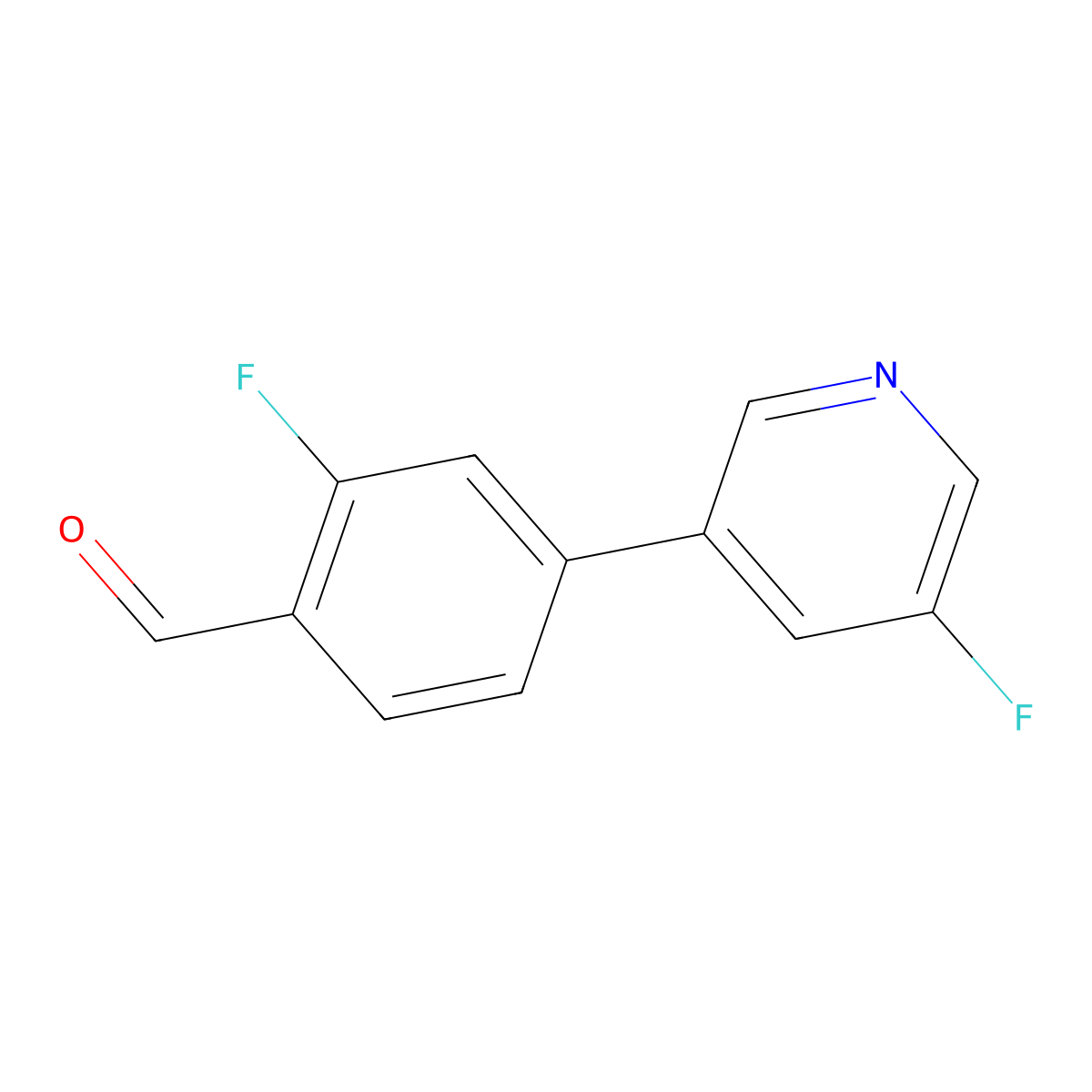 2-Fluoro-4-(5-fluoropyridin-3-yl)benzaldehyde molecular structure, CAS 1248217-95-9