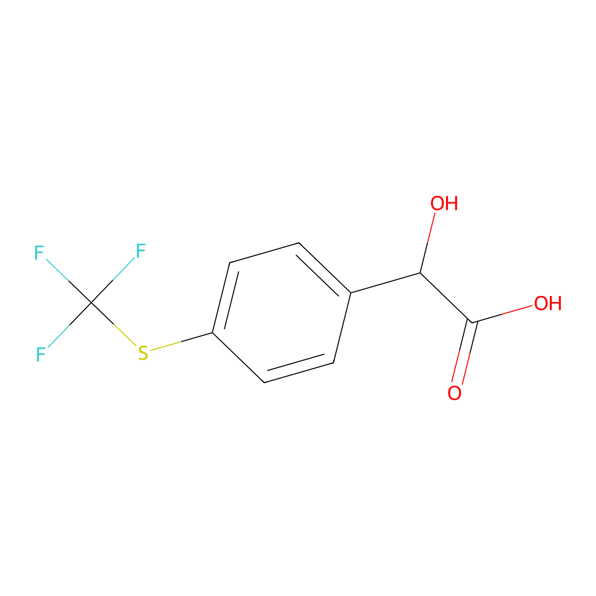 2-Hydroxy-2-(4-((trifluoromethyl)thio)phenyl)acetic acid molecular structure, CAS 1248221-81-9