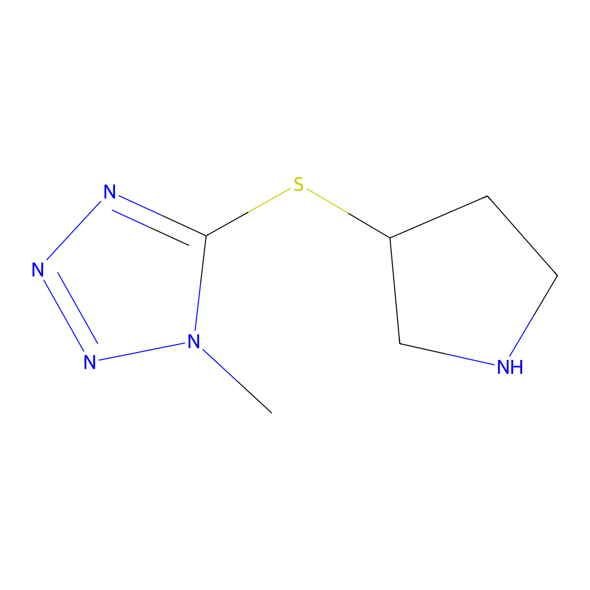 1-Methyl-5-(pyrrolidin-3-ylthio)-1H-tetrazole molecular structure, CAS 1248223-18-8