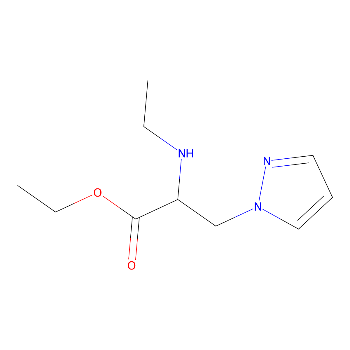 Ethyl 2-(ethylamino)-3-(1h-pyrazol-1-yl)propanoate molecular structure, CAS 1248226-17-6