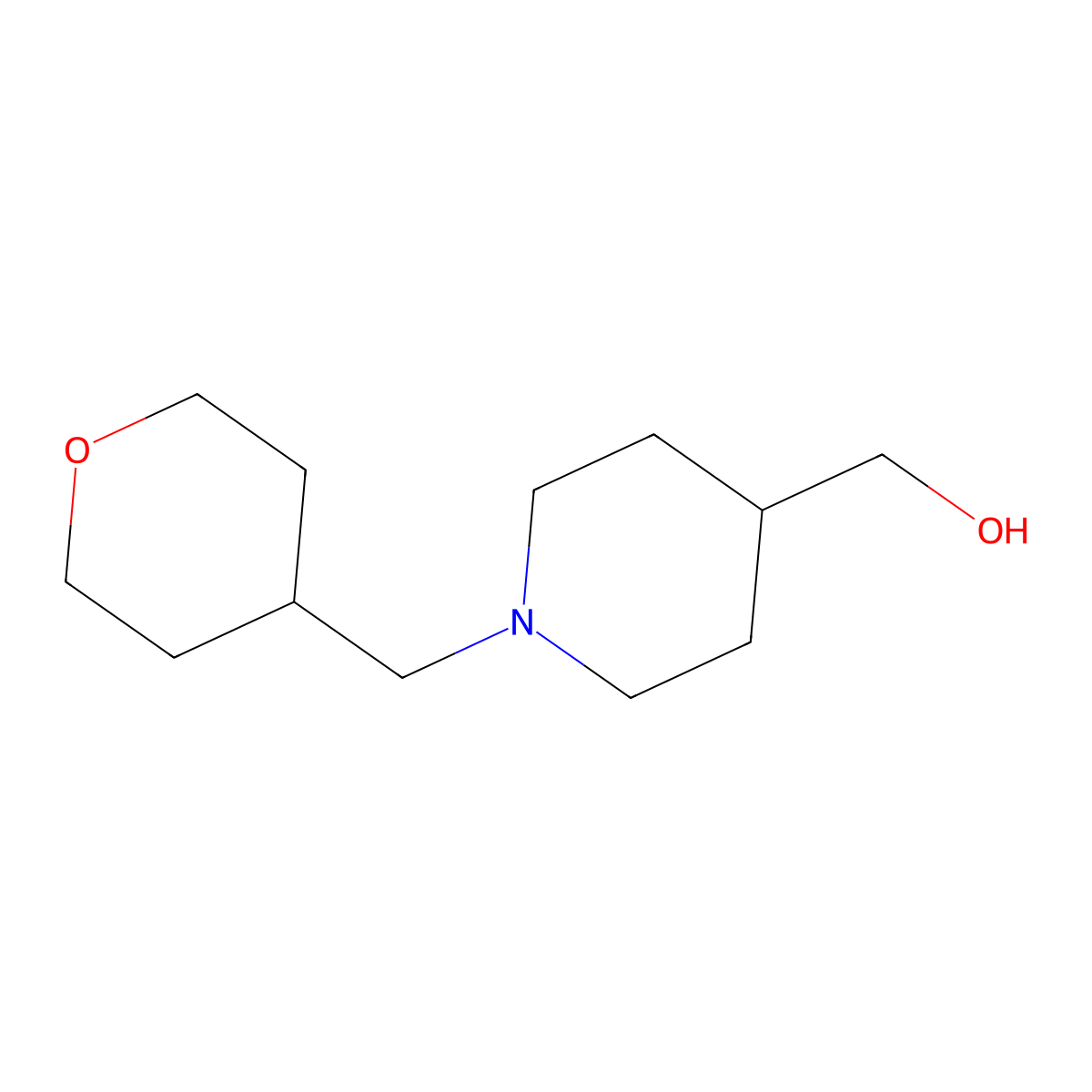 {1-[(Oxan-4-yl)methyl]piperidin-4-yl}methanol molecular structure, CAS 1248228-37-6