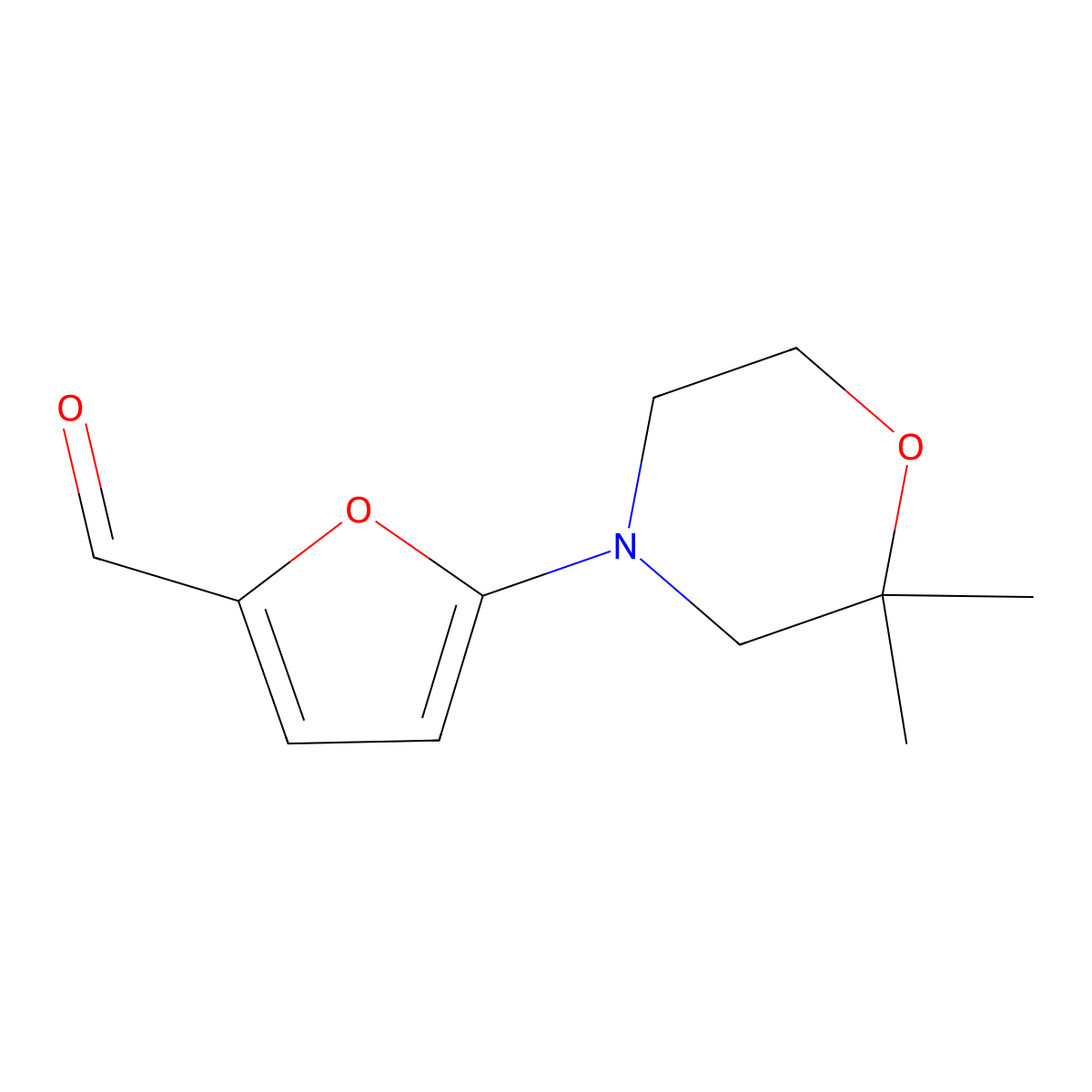 5-(2,2-Dimethylmorpholin-4-yl)furan-2-carbaldehyde molecular structure, CAS 1248232-30-5