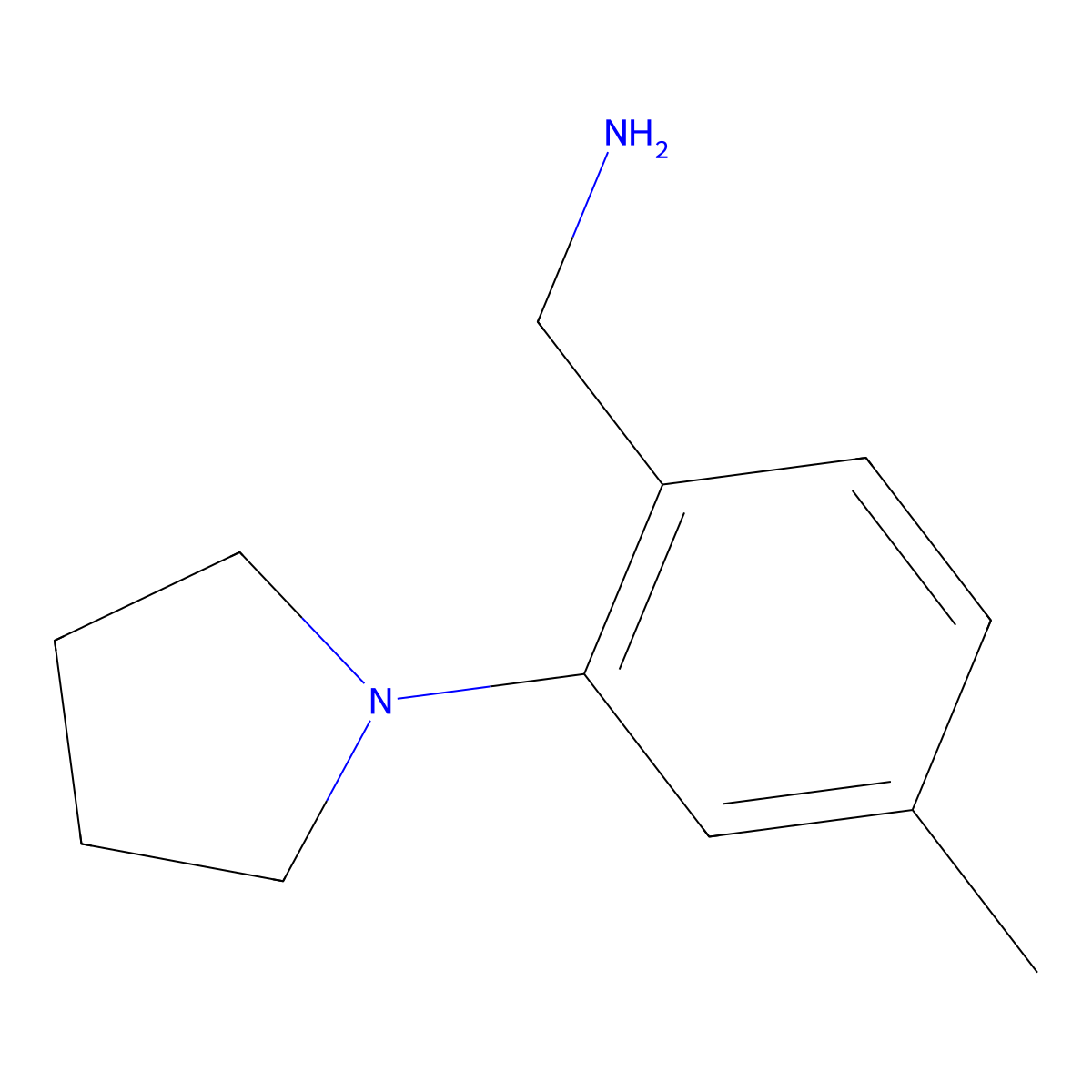 [4-Methyl-2-(pyrrolidin-1-yl)phenyl]methanamine molecular structure, CAS 1248232-73-6