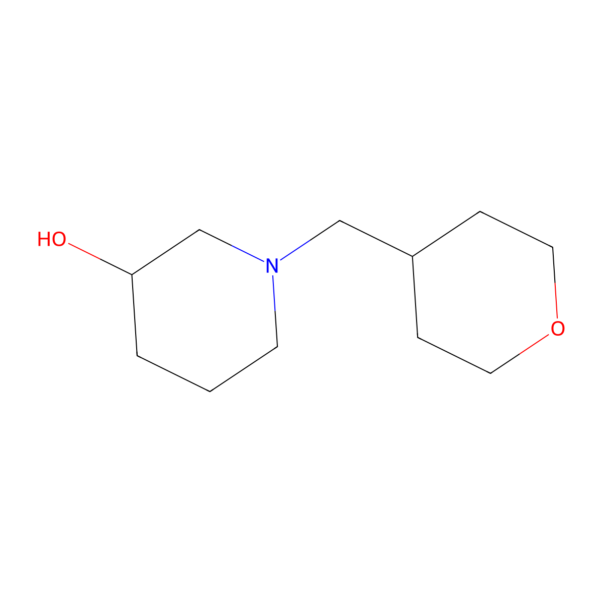 1-((tetrahydro-2H-pyran-4-yl)methyl)piperidin-3-ol molecular structure, CAS 1248233-84-2