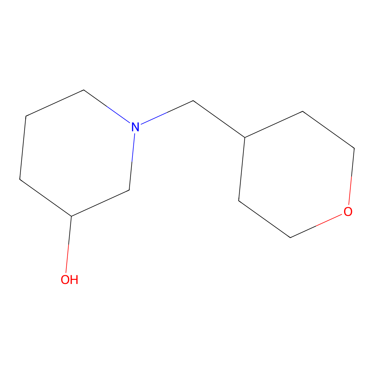 1-((tetrahydro-2H-pyran-4-yl)methyl)piperidin-3-ol molecular structure, CAS 1248233-84-2