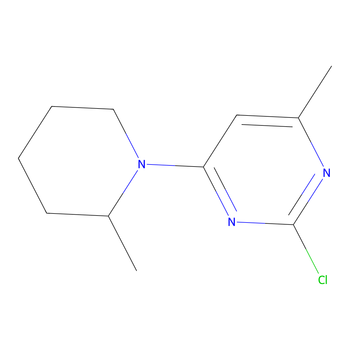 2-Chloro-4-(2-methylpiperidin-1-yl)-6-methylpyrimidine molecular structure, CAS 1248236-09-0