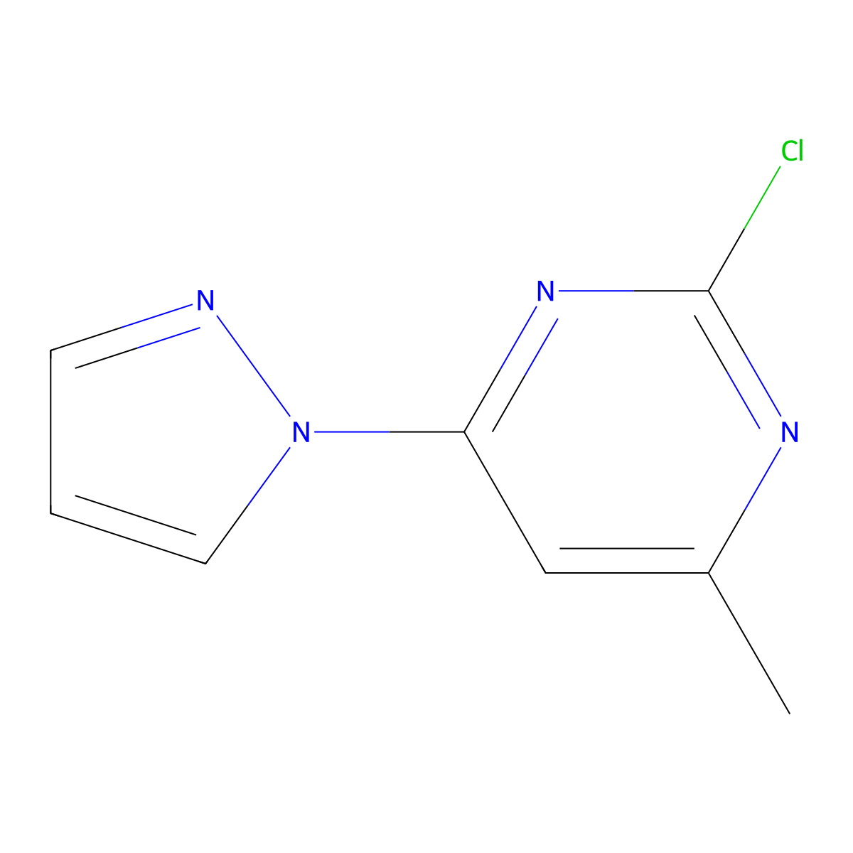 2-chloro-4-methyl-6-(1H-pyrazol-1-yl)pyrimidine molecular structure, CAS 1248241-65-7