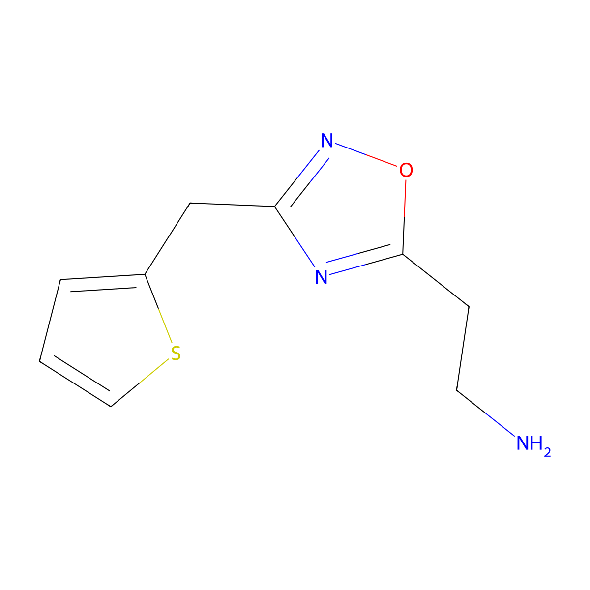2-(3-(Thiophen-2-ylmethyl)-1,2,4-oxadiazol-5-yl)ethanamine molecular structure, CAS 1248245-68-2