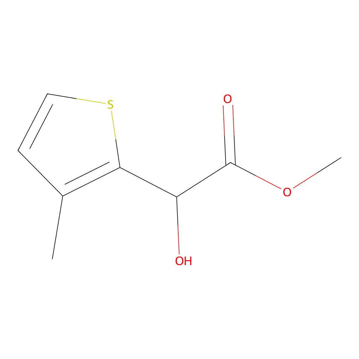 Methyl 2-hydroxy-2-(3-methylthiophen-2-yl)acetate molecular structure, CAS 1248247-74-6