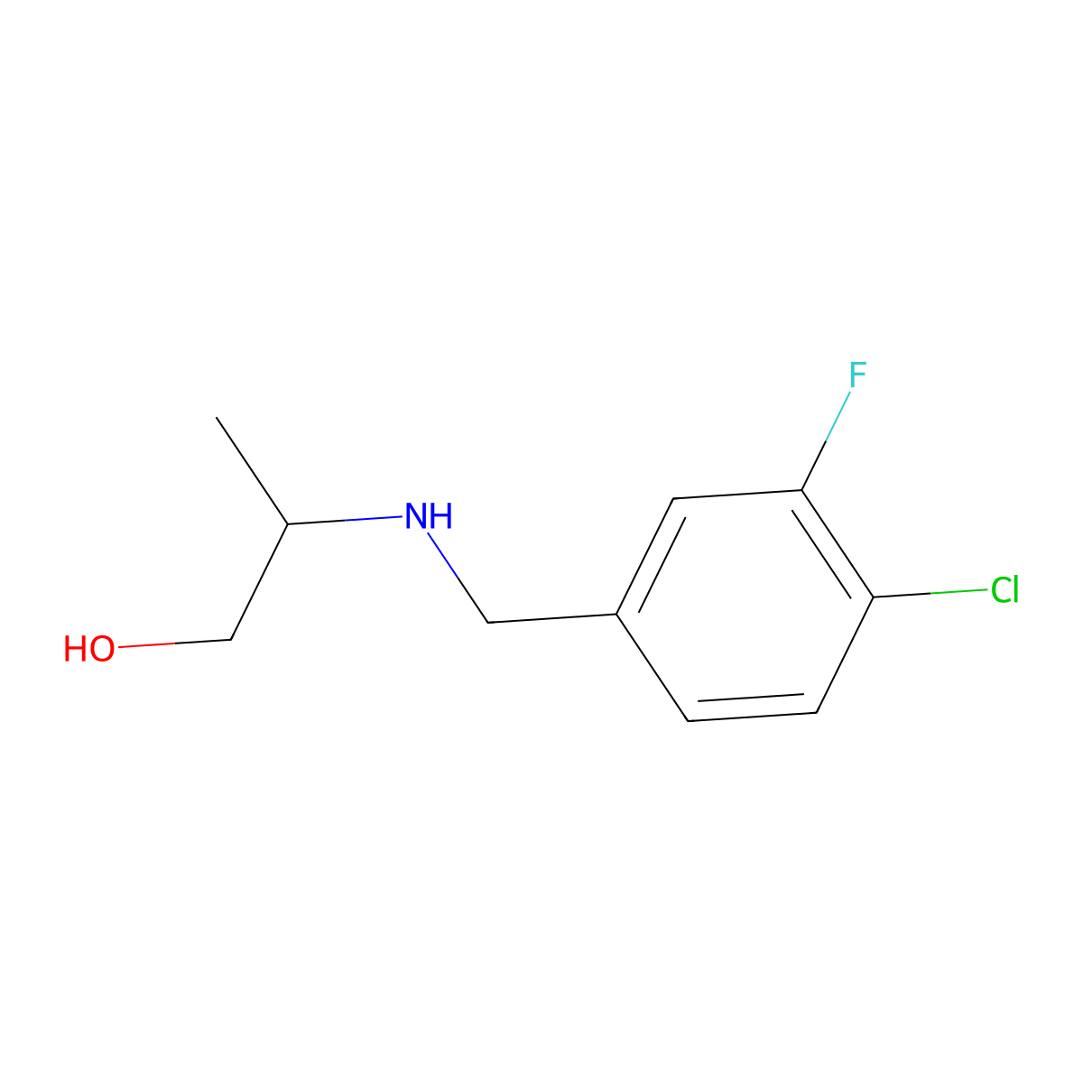 2-{[(4-Chloro-3-fluorophenyl)methyl]amino}propan-1-ol molecular structure, CAS 1248247-89-3