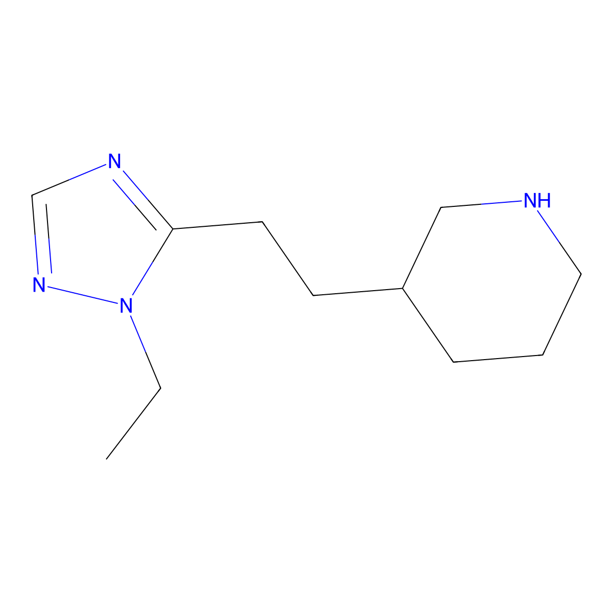 3-(2-(1-Ethyl-1h-1,2,4-triazol-5-yl)ethyl)piperidine molecular structure, CAS 1248251-18-4
