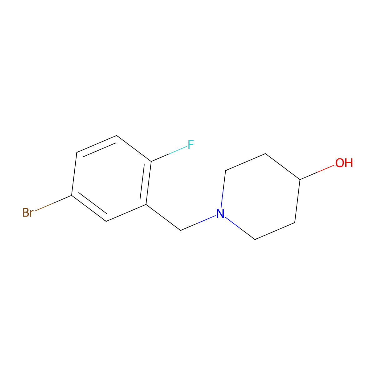 1-(5-Bromo-2-fluorobenzyl)piperidin-4-ol molecular structure, CAS 1248251-53-7