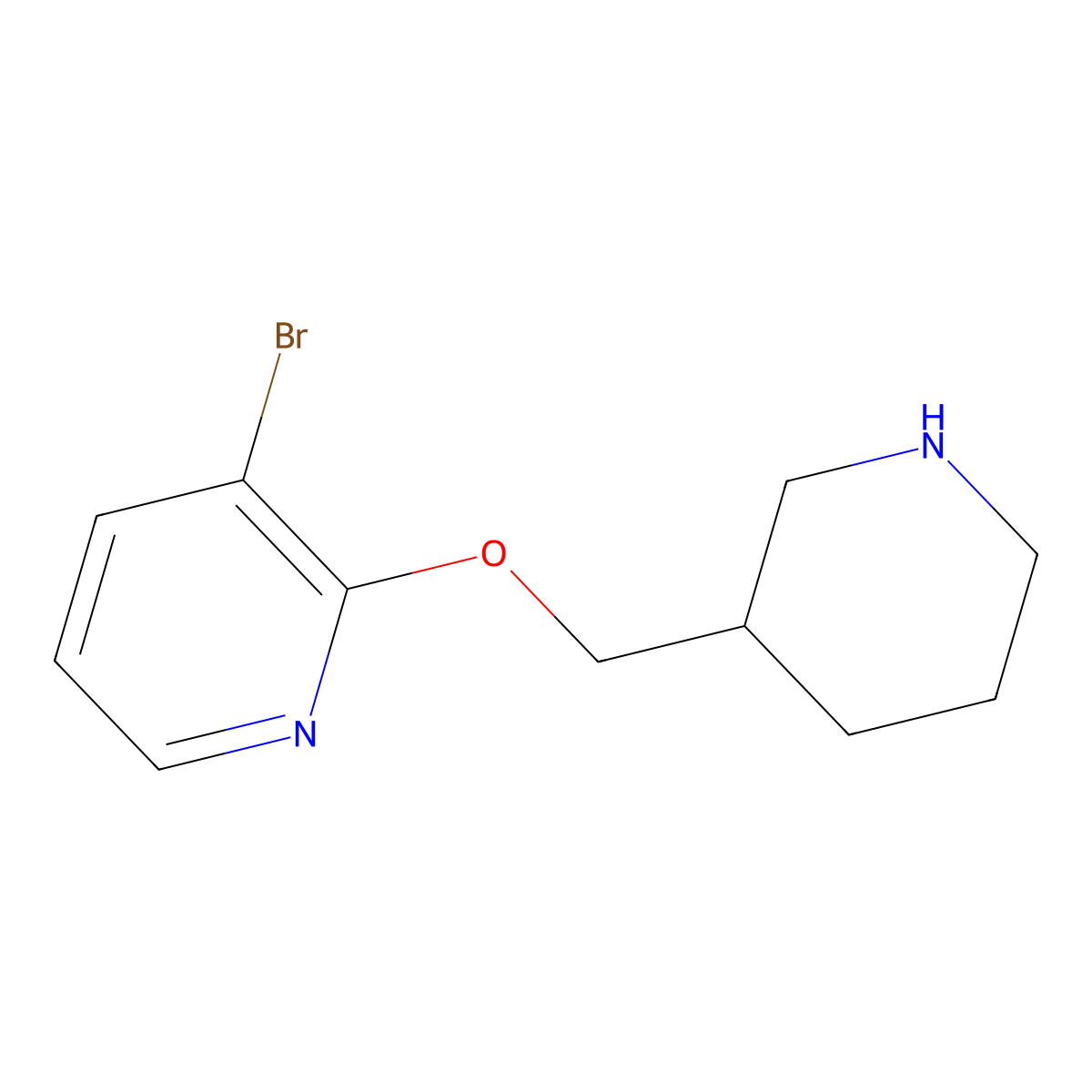 3-Bromo-2-(piperidin-3-ylmethoxy)pyridine molecular structure, CAS 1248253-70-4