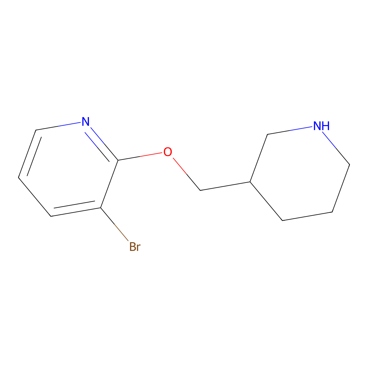 3-Bromo-2-(piperidin-3-ylmethoxy)pyridine molecular structure, CAS 1248253-70-4