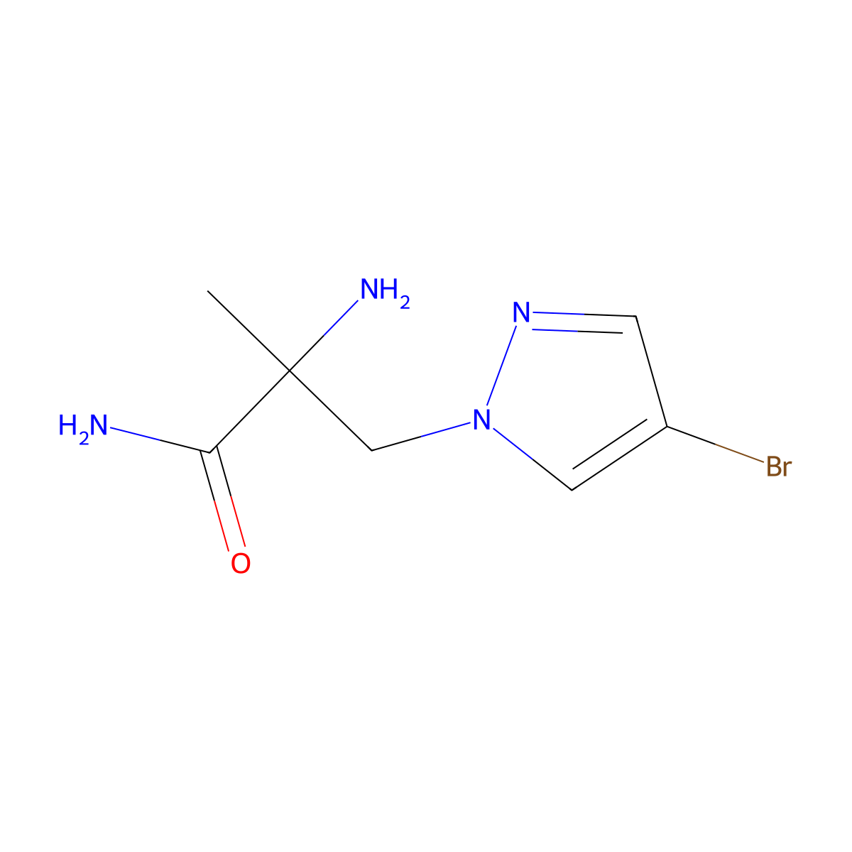 2-Amino-3-(4-bromo-1H-pyrazol-1-YL)-2-methylpropanamide molecular structure, CAS 1248253-88-4