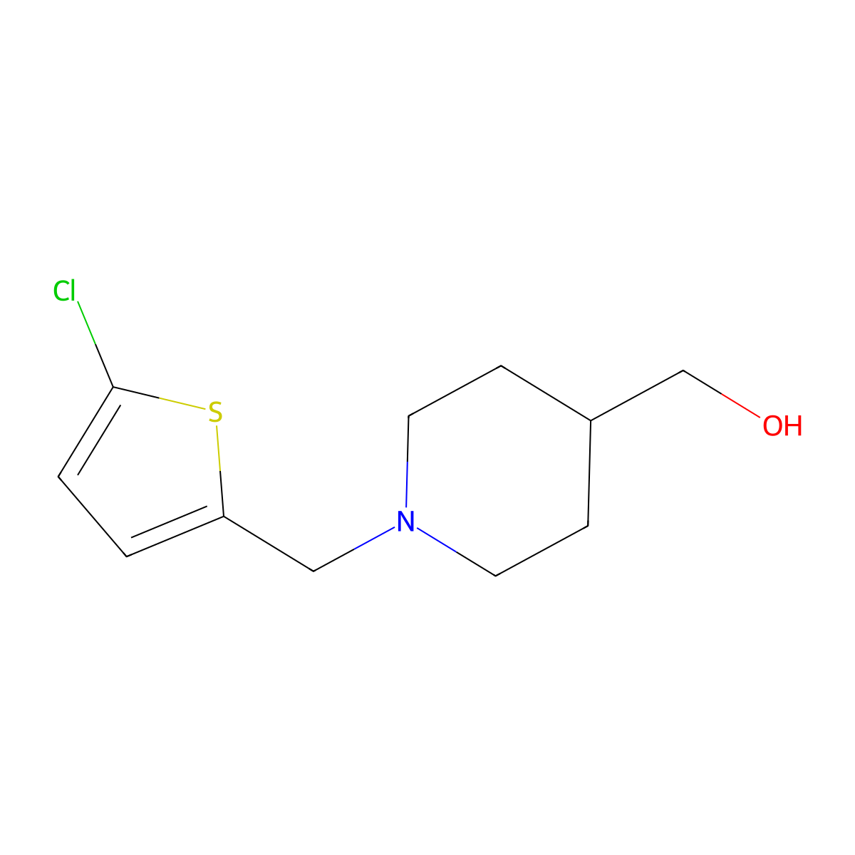 {1-[(5-Chlorothiophen-2-yl)methyl]piperidin-4-yl}methanol molecular structure, CAS 1248254-91-2