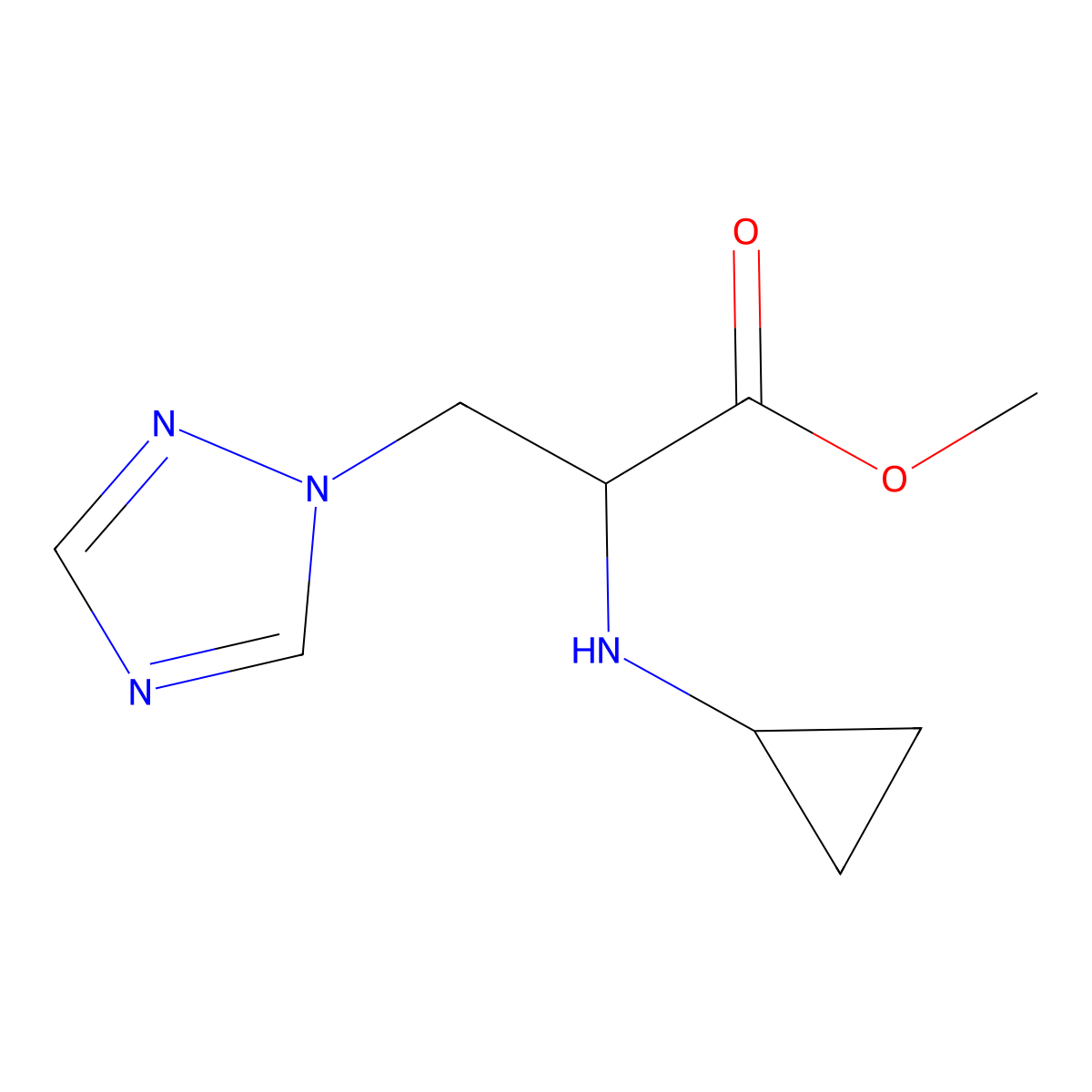 Methyl 2-(cyclopropylamino)-3-(1h-1,2,4-triazol-1-yl)propanoate molecular structure, CAS 1248255-29-9
