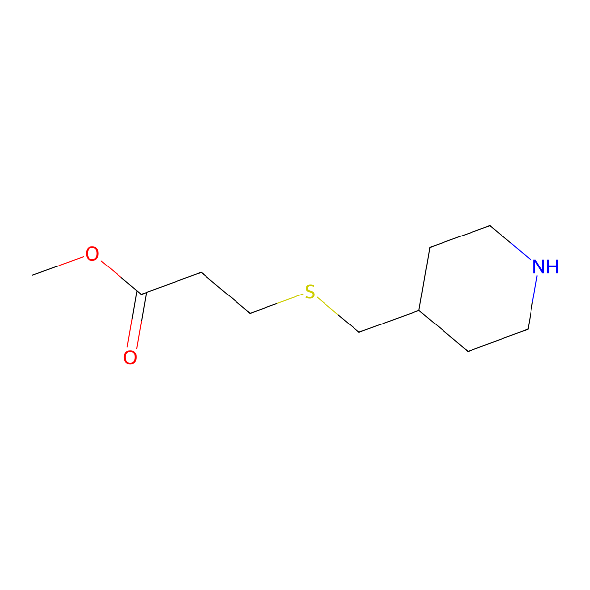 Methyl 3-{[(piperidin-4-yl)methyl]sulfanyl}propanoate molecular structure, CAS 1248257-88-6