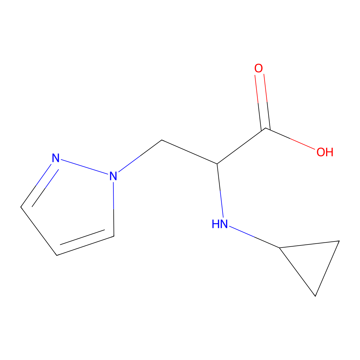 2-(Cyclopropylamino)-3-(1h-pyrazol-1-yl)propanoic acid molecular structure, CAS 1248261-18-8