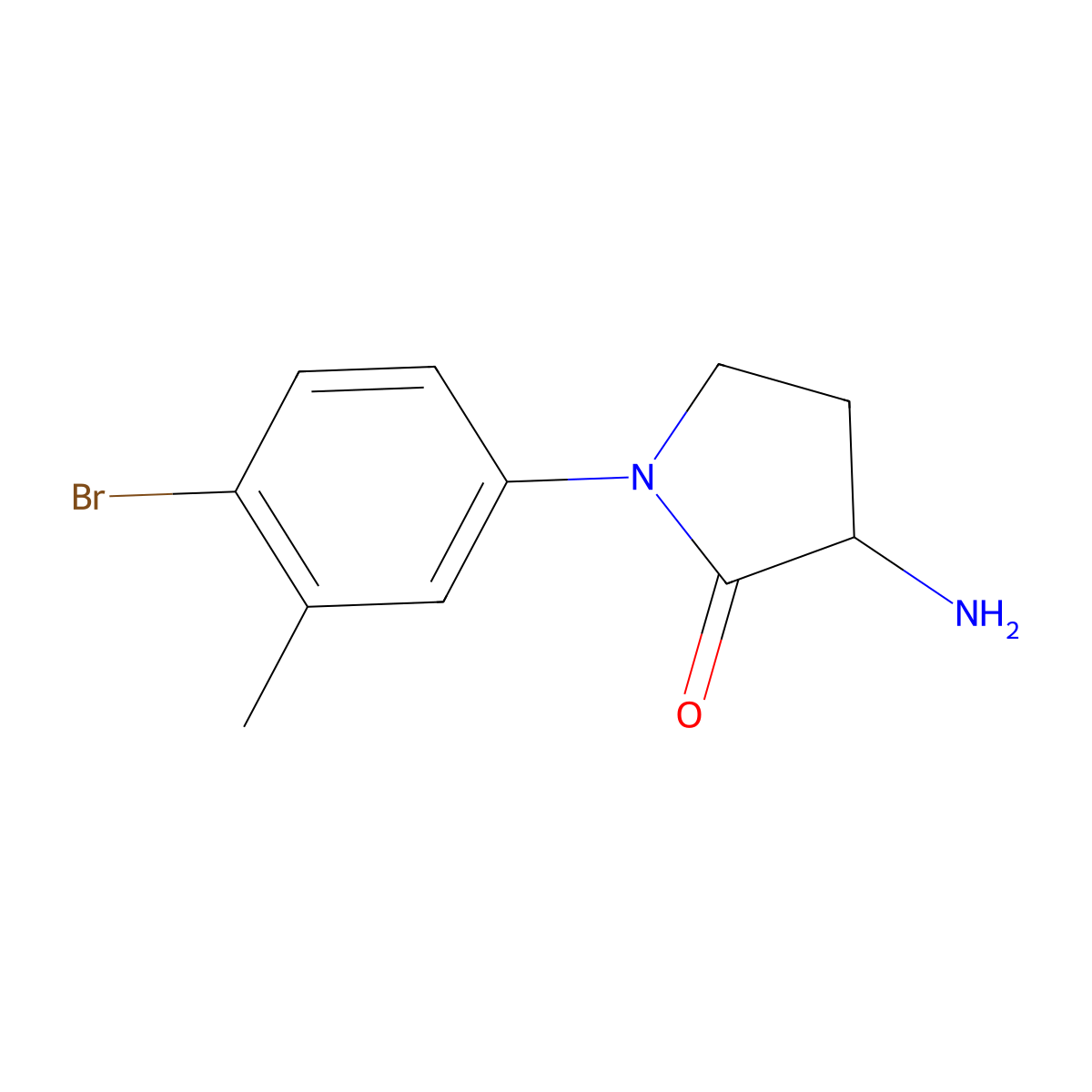 3-Amino-1-(4-bromo-3-methylphenyl)pyrrolidin-2-one molecular structure, CAS 1248263-70-8