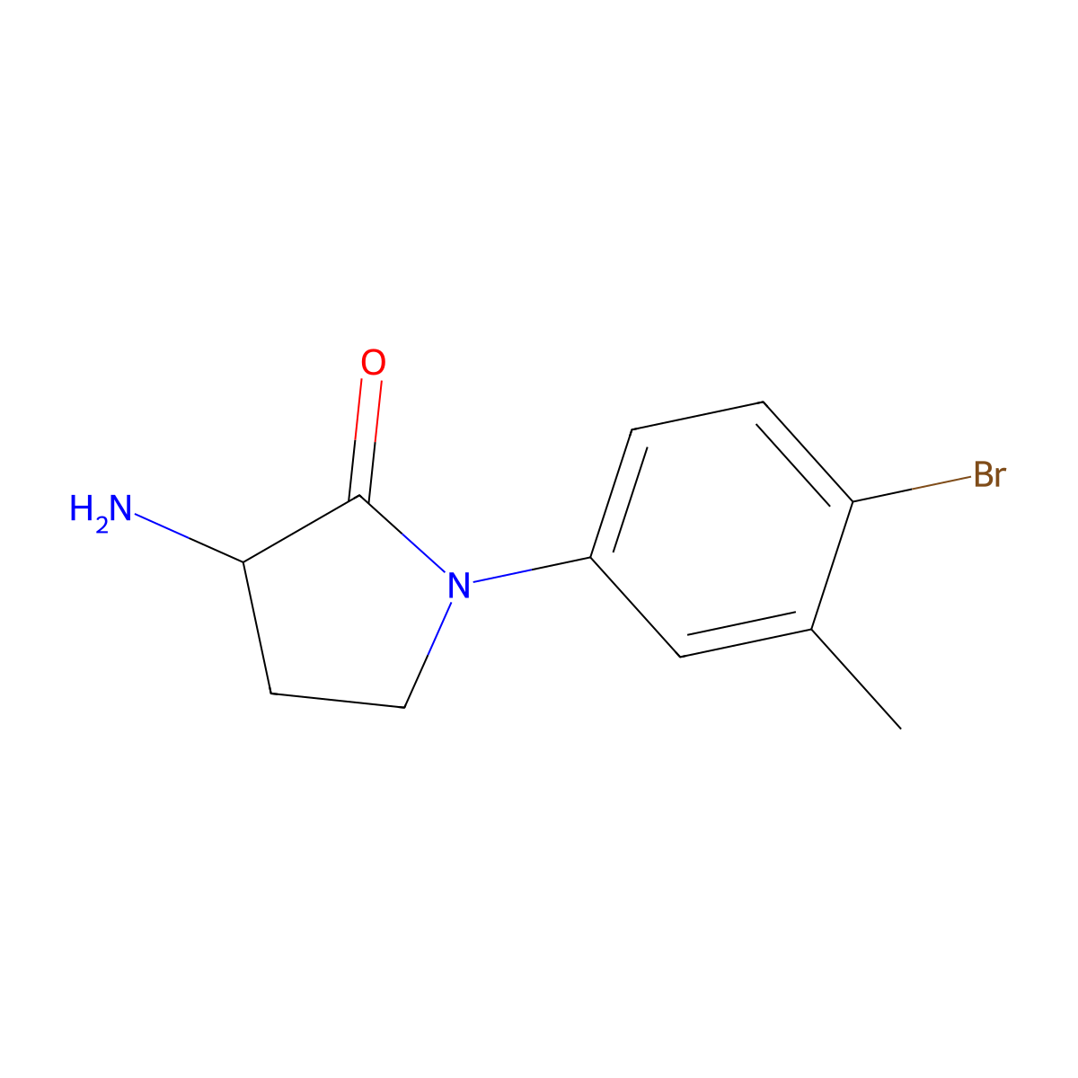 3-Amino-1-(4-bromo-3-methylphenyl)pyrrolidin-2-one molecular structure, CAS 1248263-70-8