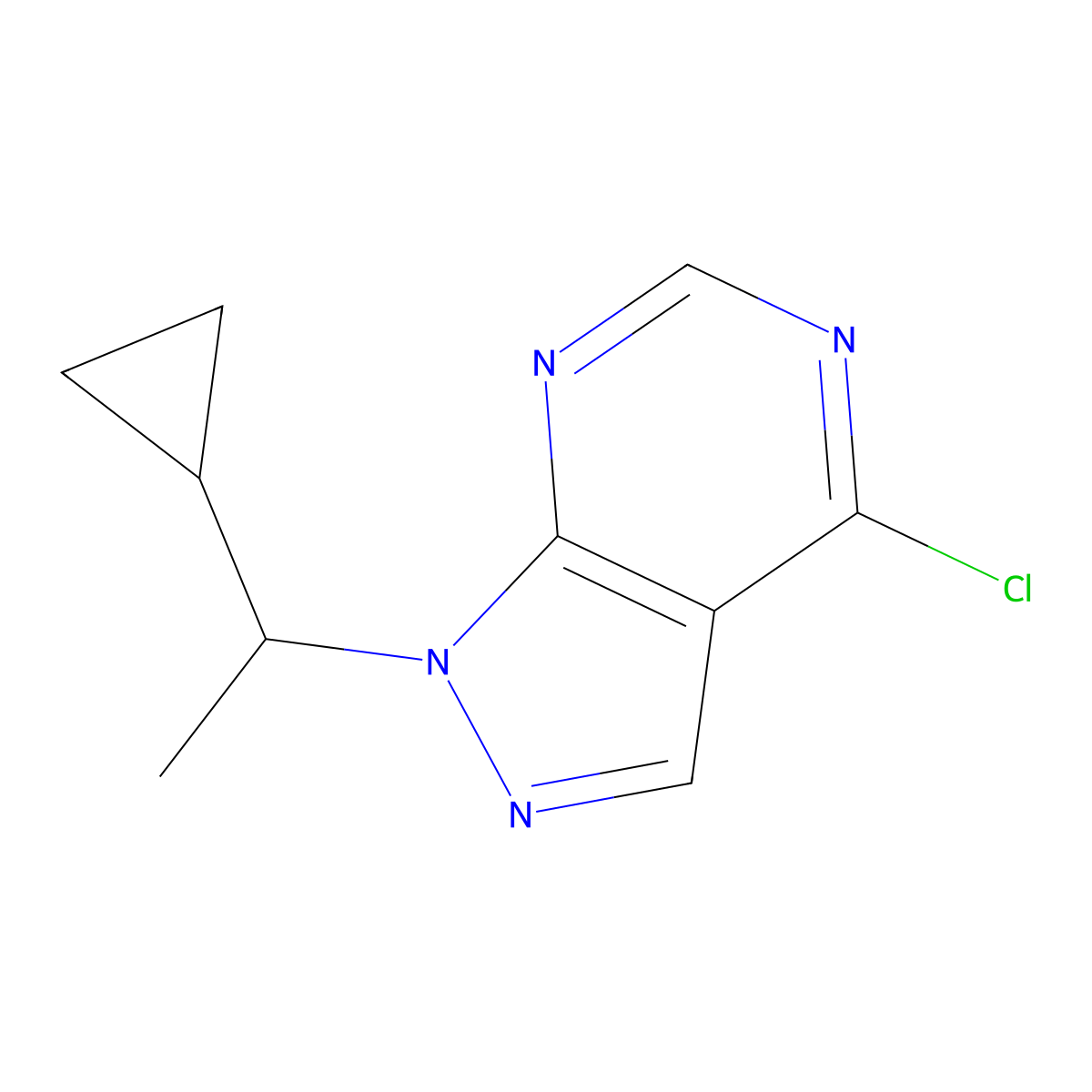 4-Chloro-1-(1-cyclopropylethyl)-1H-pyrazolo[3,4-D]pyrimidine molecular structure, CAS 1248266-54-7