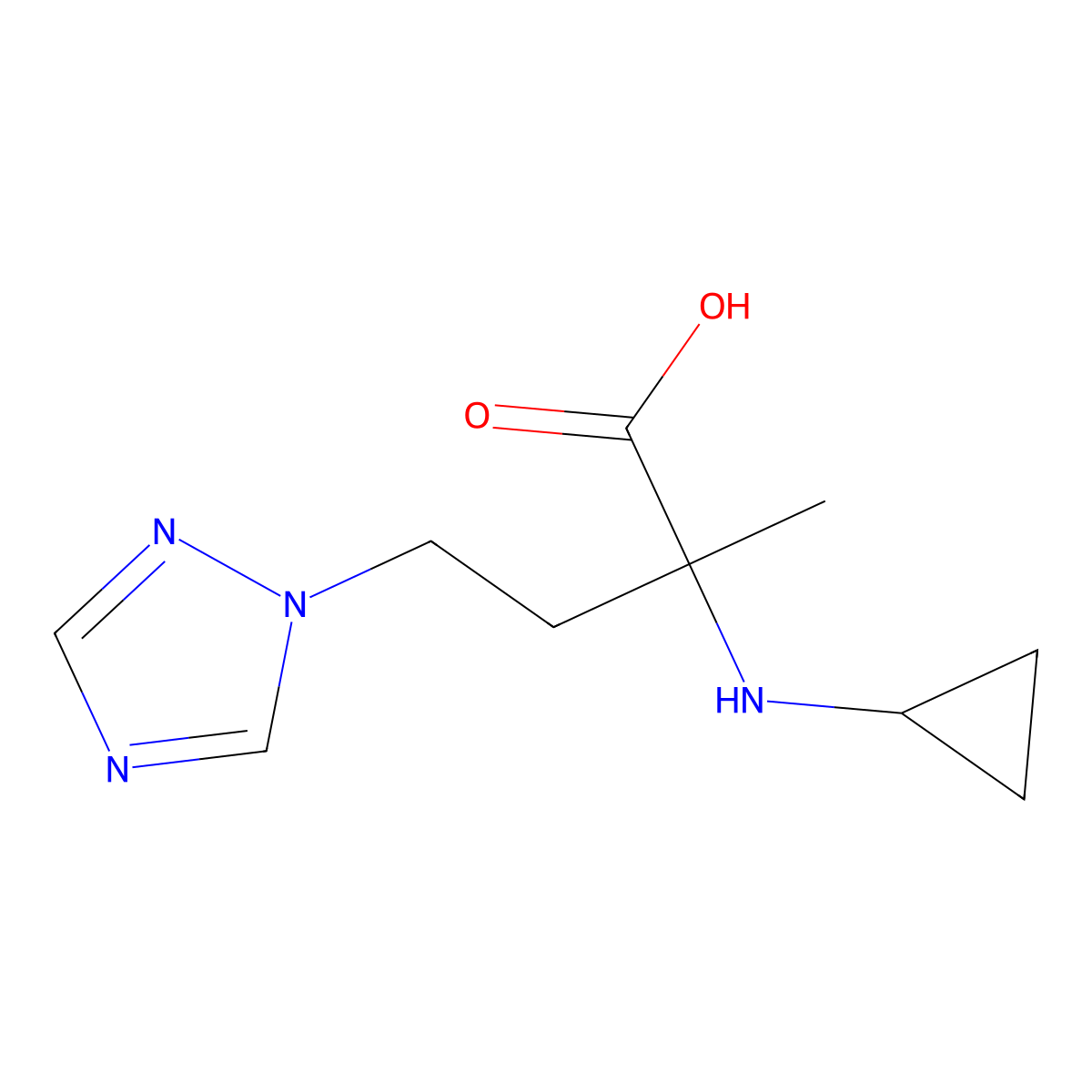 2-(Cyclopropylamino)-2-methyl-4-(1h-1,2,4-triazol-1-yl)butanoic acid molecular structure, CAS 1248267-16-4